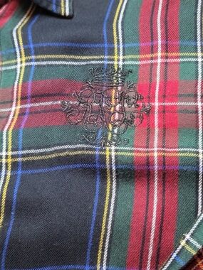 Lauren Ralph Lauren Black Green Red Plaid Shirt with Embroidered Crest